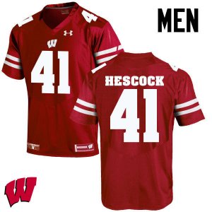 Men's Wisconsin Badgers NCAA #41 Jake Hescock Red Authentic Under Armour Stitched College Football Jersey OO31I56CV